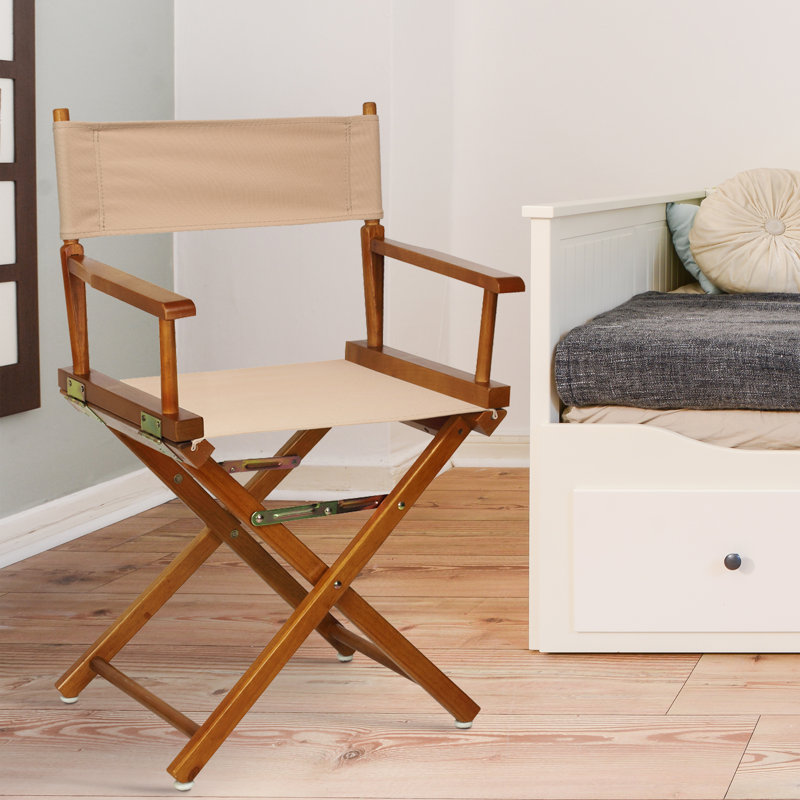 Chaise de réalisateur pliante 18 po, Tanné, Chêne miel