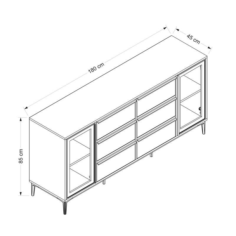 Minerva 85cm Sideboard, Black
