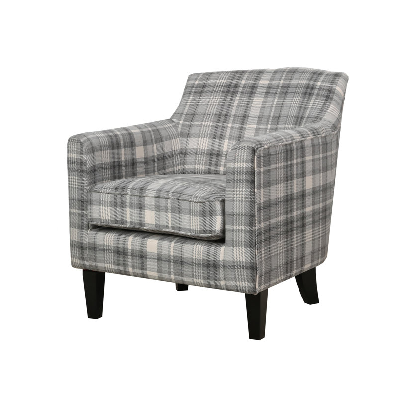 Fauteuil en polyester de 75,565 cm de large Labrea, Polyester à carreaux gris