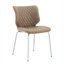 Ensemble de 2 chaises d'appoint en beige doux avec cuir ciré à l'huile, dossier haut Mid-Century et pieds en métal