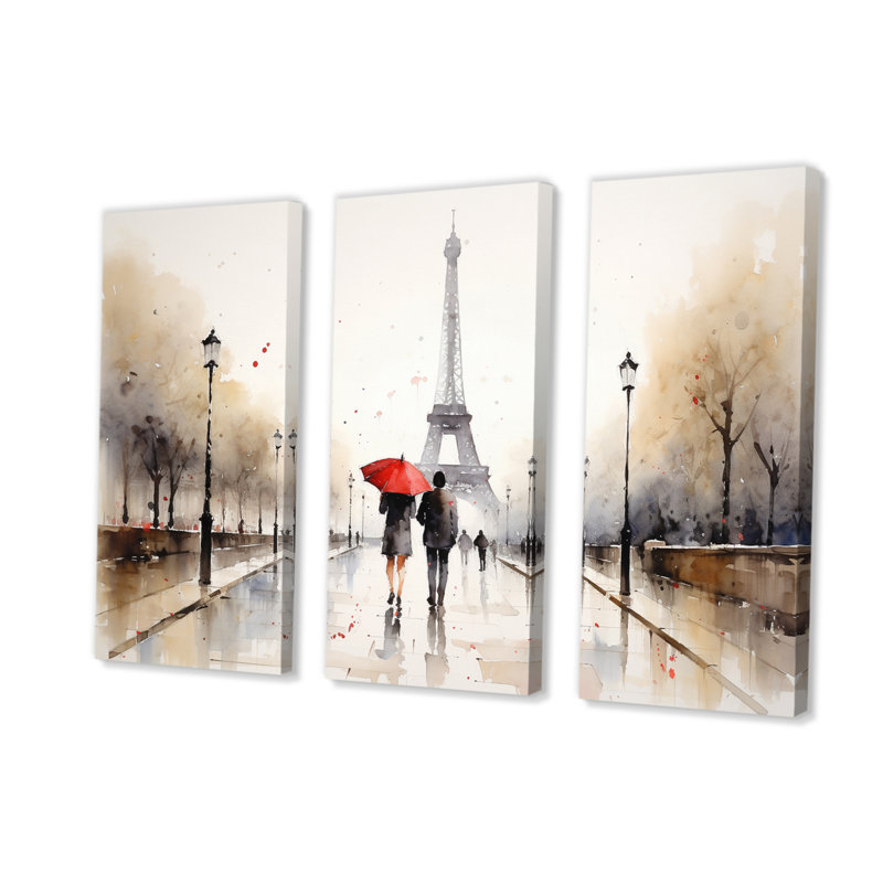 Ensemble de salon Paris Couple In Love Vintage Eiffel Tower IV - City Paris, H 28 po x l 36 po x P 1 po