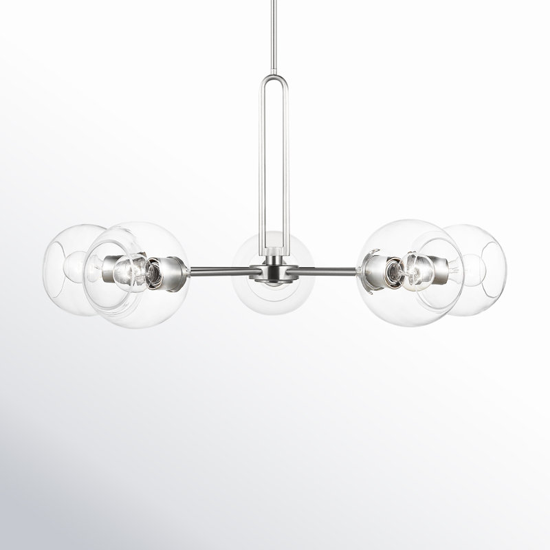 Hanford 5 - Light Dimmable Sputnik Modern Linear Chandelier, Brushed Nickel