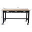Work Bench, Workbench with Drawer Storage, Heavy Duty Bamboo Wood Work Table with Wheels for Garage Home Office
