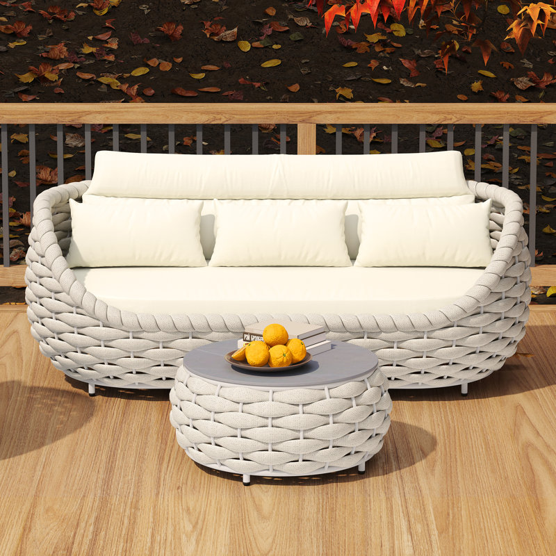 Structure en aluminium et oléfine à séchage rapide avec 3 coussins et table basse pour le patio