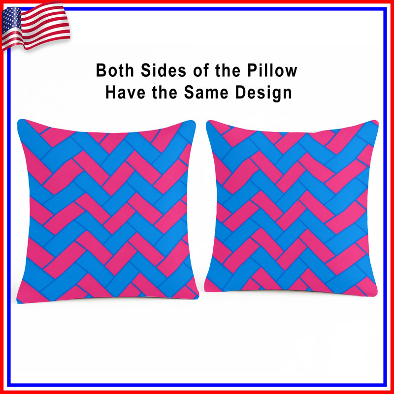 Blue Herringbone Double Sided Throw Pillows, 20 x 20 inches