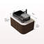 Meuble-lavabo de salle de bain 36 po avec lavabo, lavabo à fixation murale à bords arrondis flottants avec tiroir, lavabo en céramique rectangulaire noir, sans robinet, pré-assemblé, couleur noyer foncé-2121185825-2121185824