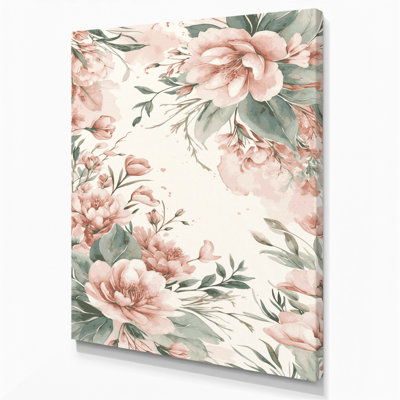 "Watercolor Floral 1", art mural sur toile beige