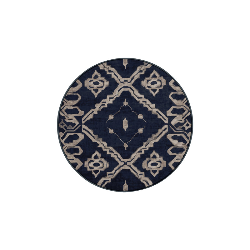 Machine Washable Gray Area Rug, Round 5'