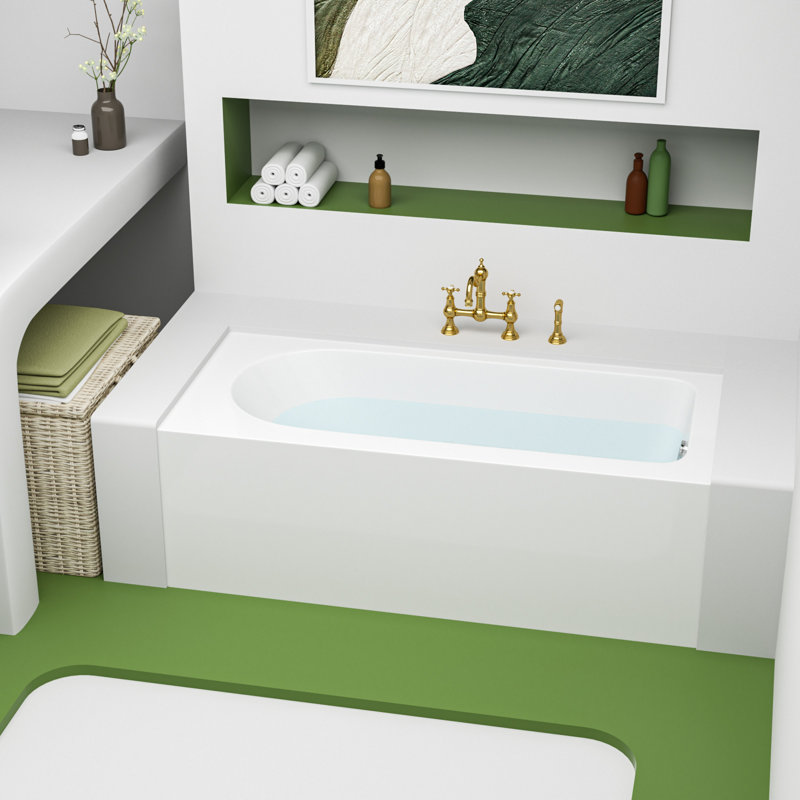59''L X 27.5''W Acrylic Alcove / Tile In Bathtub With Right Drain, Soaking Tub for Bathroom