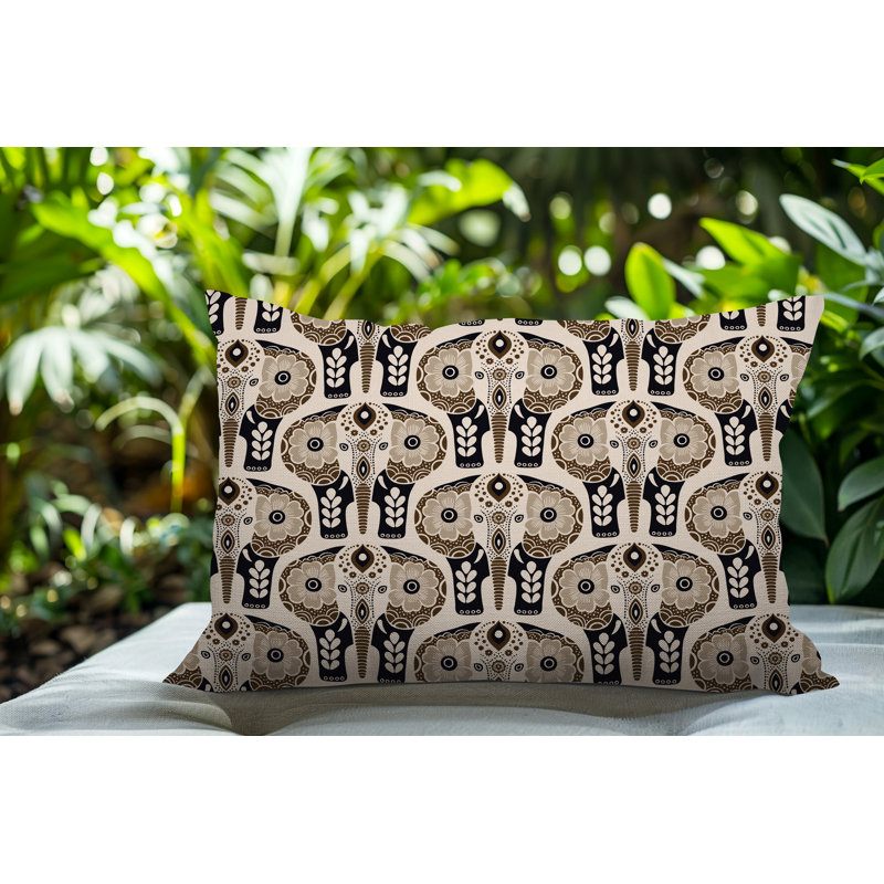 Coussin lombaire réversible intérieur / extérieur Hayes, Rectangulaire H 14 po x l 20 po, Beige