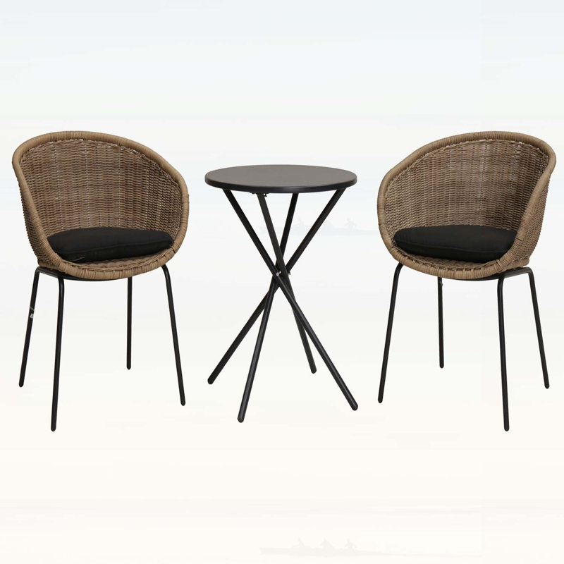 Ensemble de 2 chaises d'extérieur résistantes aux intempéries en rotin avec coussin