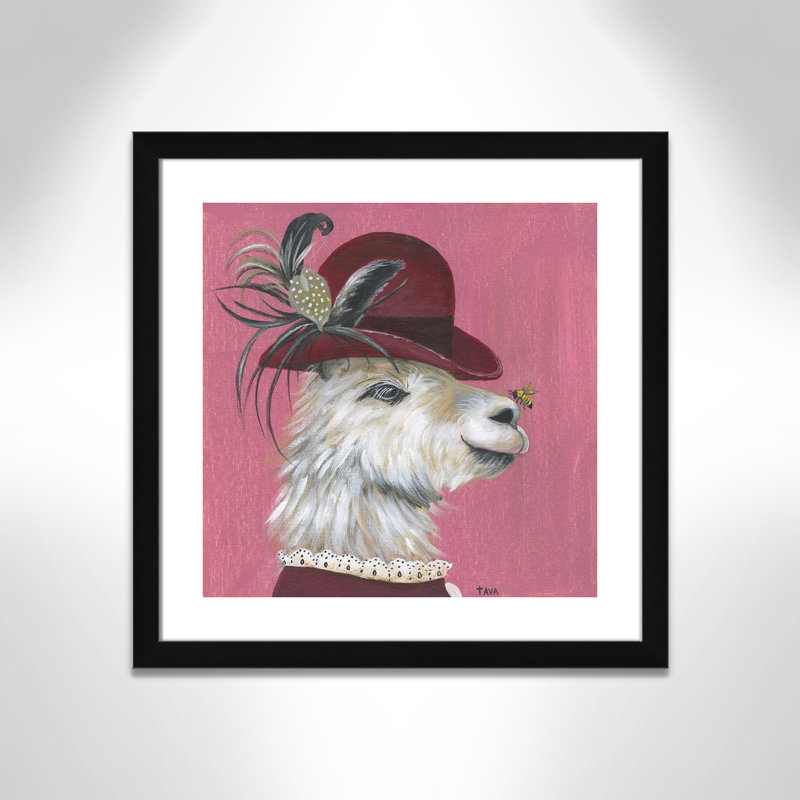 Art sur toile llama, H 24,5 po x l 24,5 po x P 0,625 po, Cadre noir