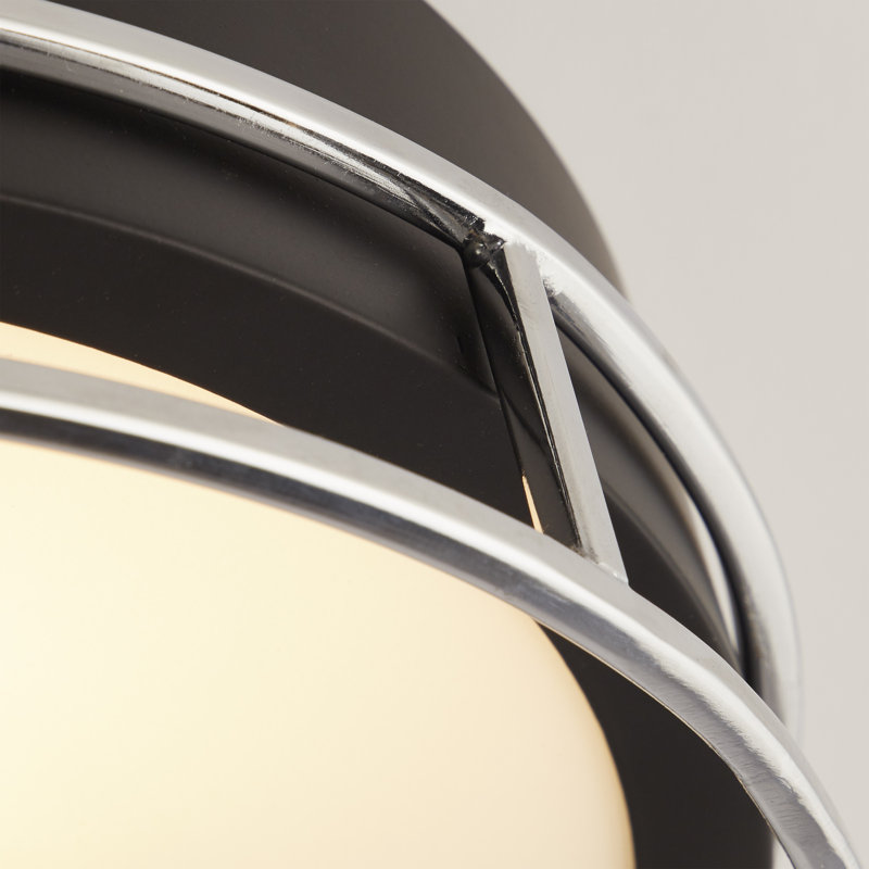 Averie Glass Flush Mount, Black/Chrome