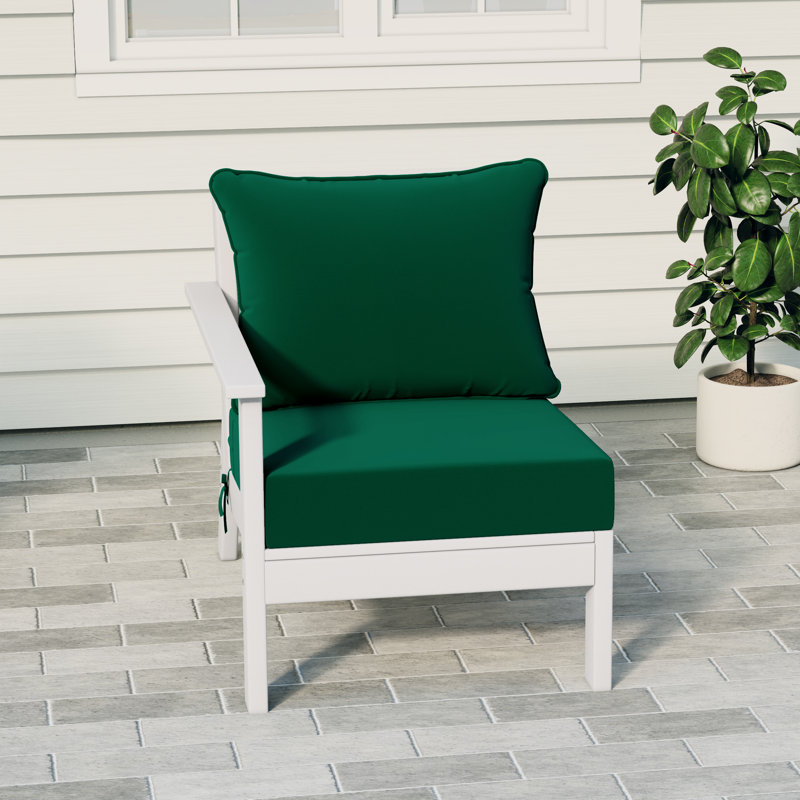 Deep Seating Left Arm Chair With Cushions, Green, White