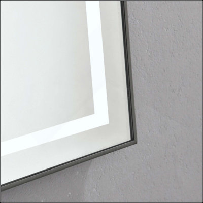 Miroir de salle de bain à DEL avec avant et rétroéclairage, miroir de meuble-lavabo mural avec cadre en aluminium, antibuée, mémoire, gradation continue