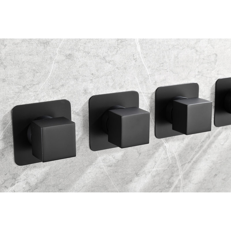 Valve de contrôle de volume réglable 3/4 po - Douche en métal coulé noir mat avec poignée en laiton pour maître