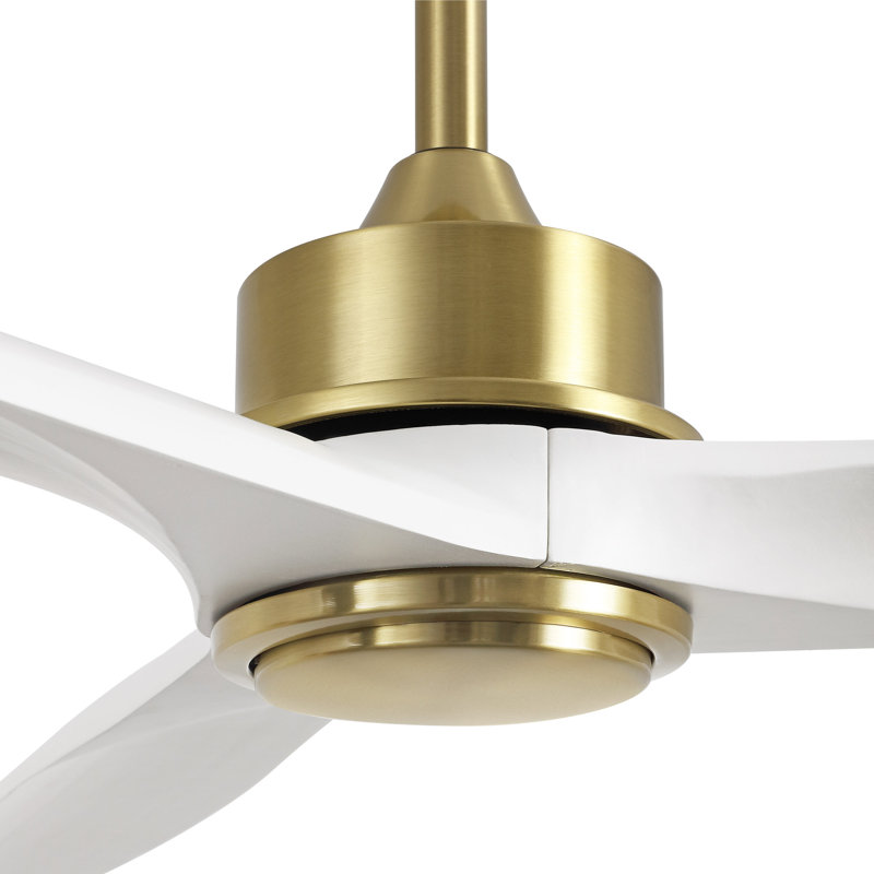 72" Solid Wood 3-Blade Ceiling Fan With Remote Control, White Wood