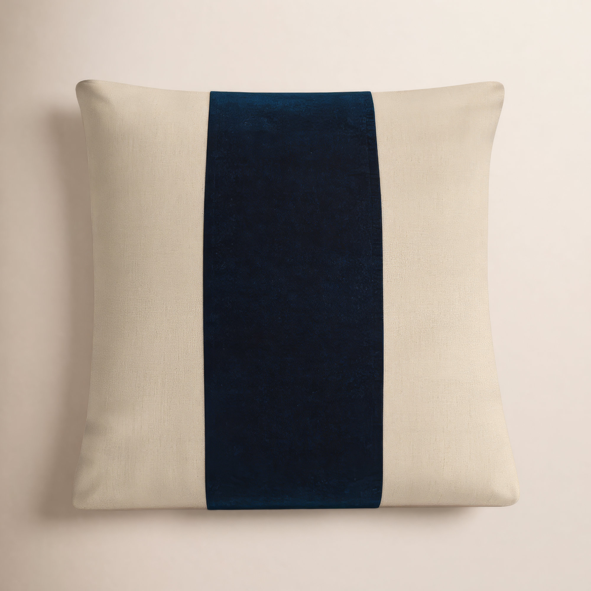 Kat Striped Cotton Throw Pillow, Pillow Cover Only - No Insert, Navy/Ivory, 18" H x 18" W
