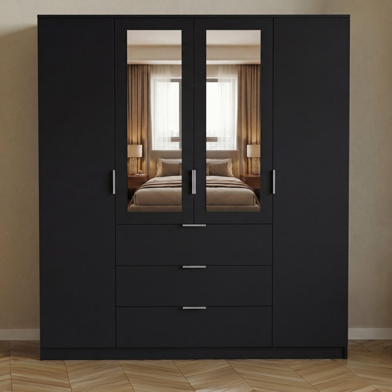 Particleboard Wardrobe, Black