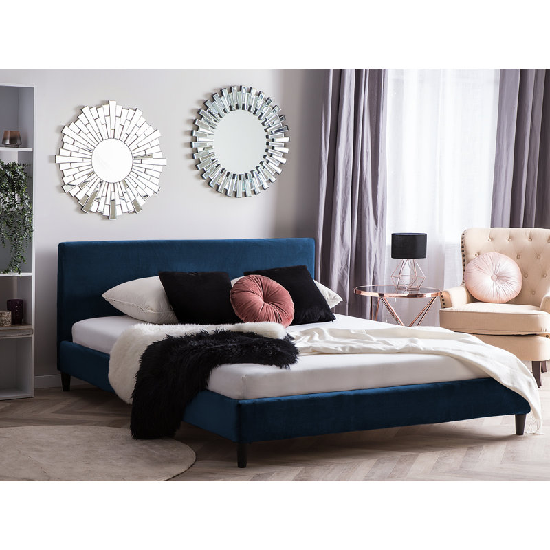 Xzavier Upholstered Bed, Super King (6'), Navy Blue