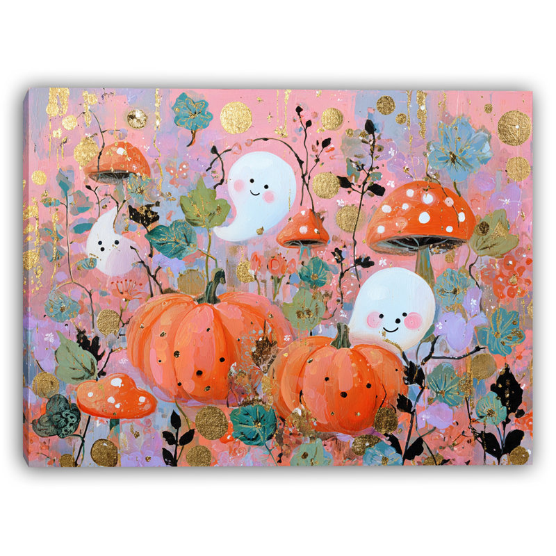 «Golden Ghostly Garden», art mural sur toile tendue, H 36 po x l 48 po