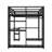 Queen Size Loft Bed Frame With Built-In Wardrobe, Metal Loft Bed With Desk And Storage Shelves, Black-18863743