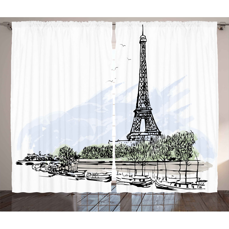 Jimena Semi Sheer Curtain Pair, 54" W x 84" L