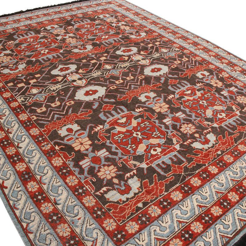 Burano Hand Knotted Wool Geometric Area Rug, Rectangle 8' x 10'