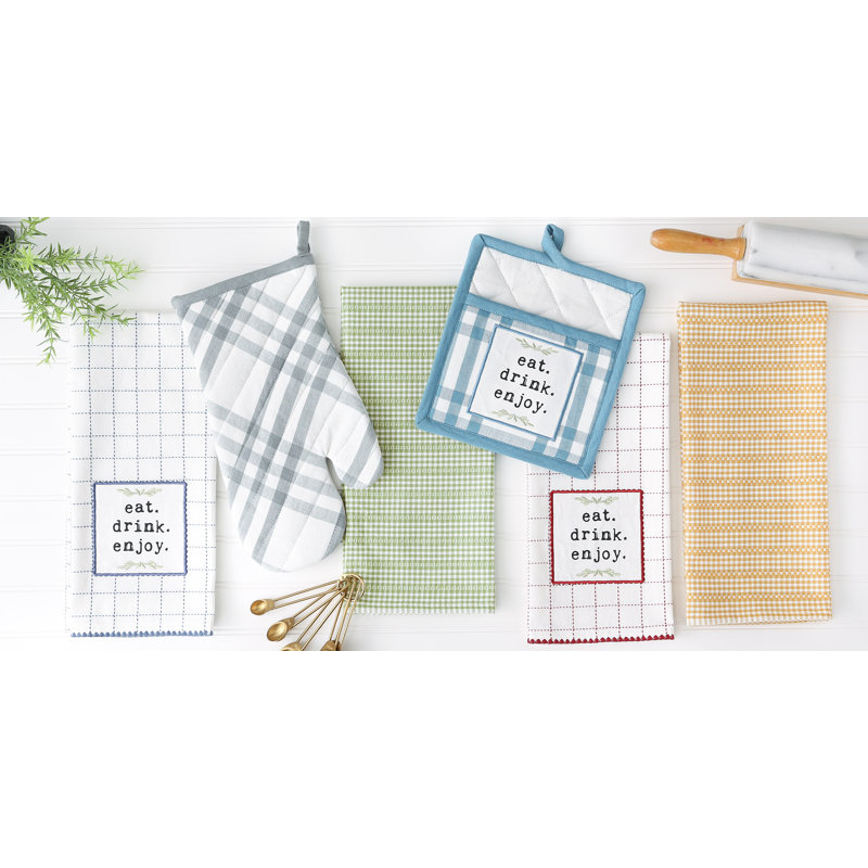 Barn Red and White Cotton Kitchen Set, 4-Piece