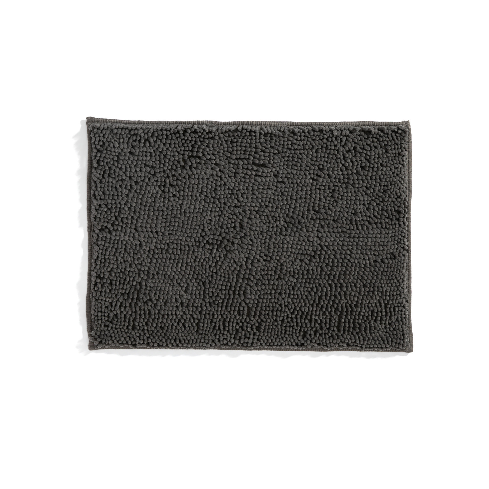 Soft Absorbent Chenille Bath Mat Rug with Anti-Skid Rubber Backing, Gray, 24" L x 17" W