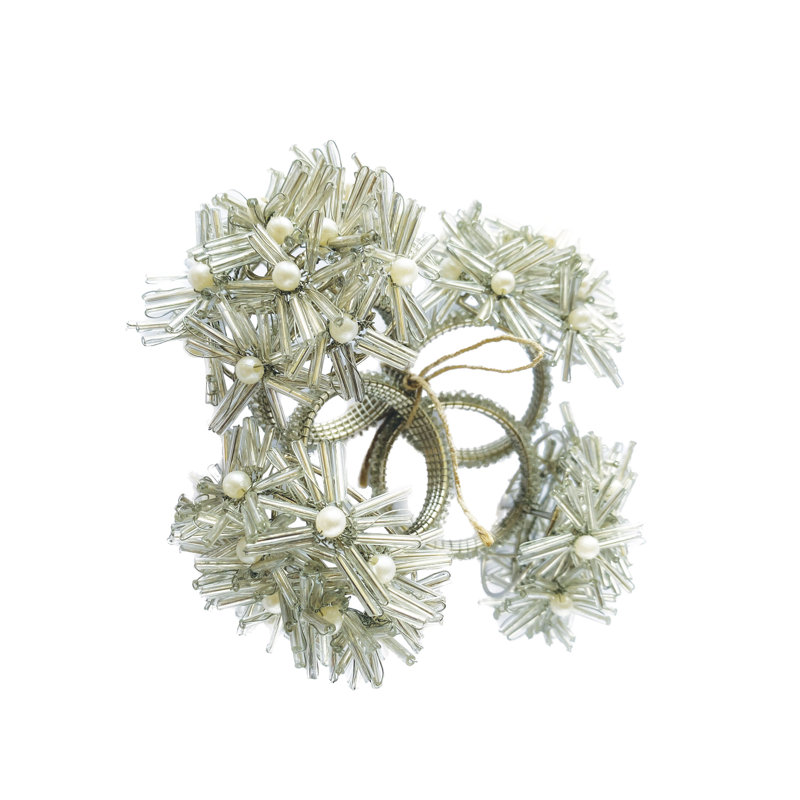 Rond de serviette en métal avec perles de verre