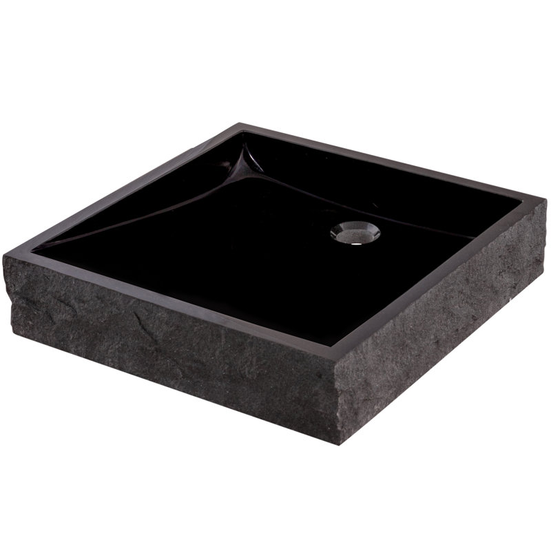 Novatto 18'' Granite Square Bathroom Sink, Chrome