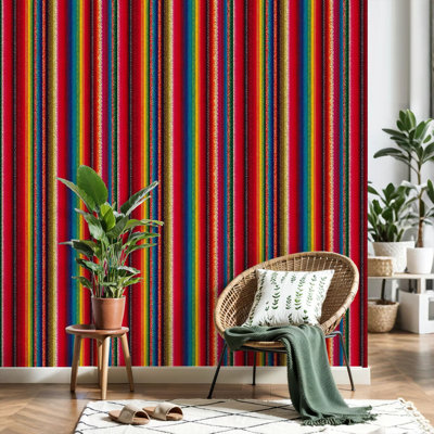 Peel and Stick Wallpaper Blanket stripes seamless for Cinco de Mayo party decor ethnic mexican Contact Paper Removable Self Adhesive Wall Mural Wall Decor for Bedroom Kitchen Cabinets 24in x 118in