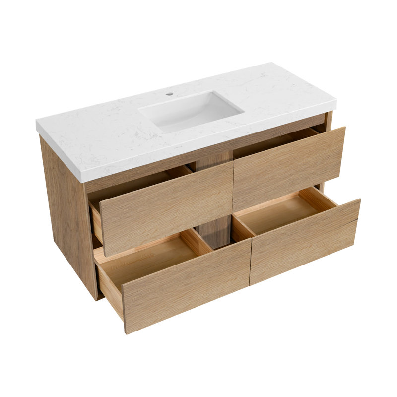 Meuble-lavabo mural simple avec comptoir et lavabos, 48"