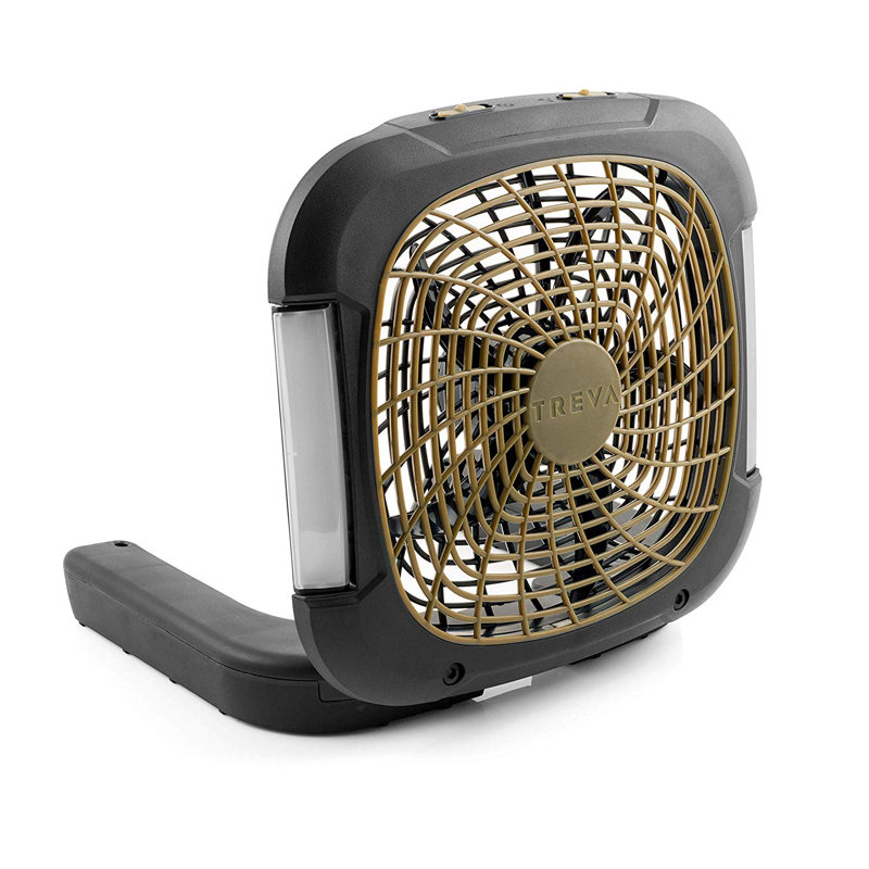 Treva 10-Inch Black Portable Camping Fan with LED Lights
