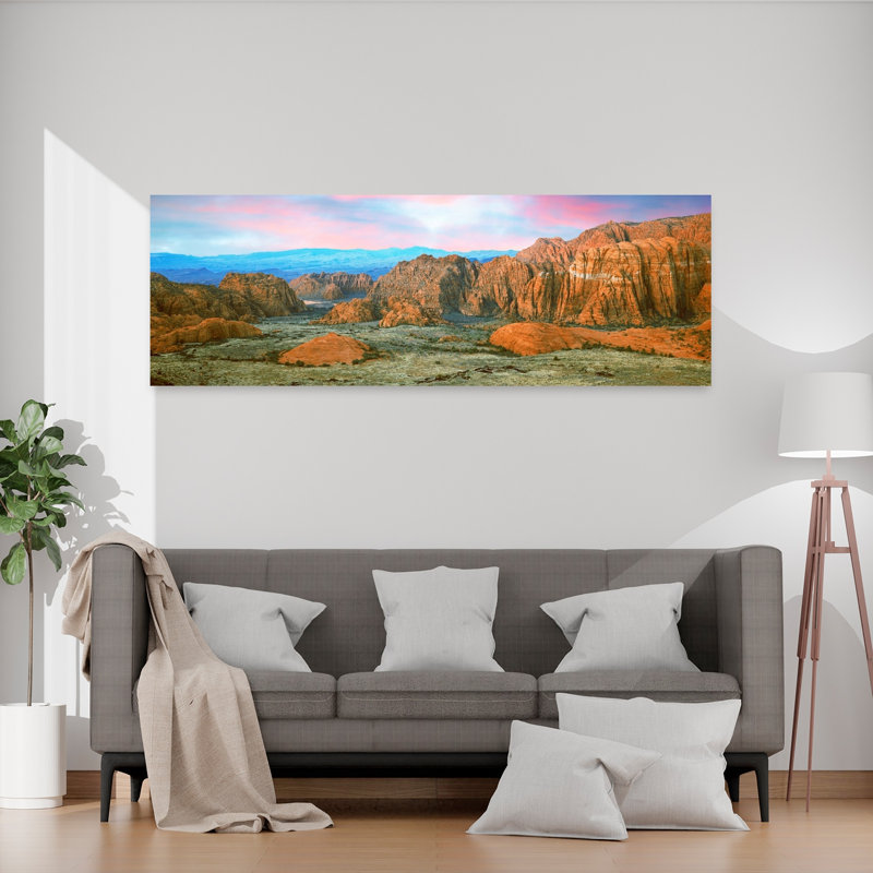 Cliffs In Snow Canyon State Park Washington County Utah USA by Leo L. Larson - Wrapped Canvas Panoramic Print