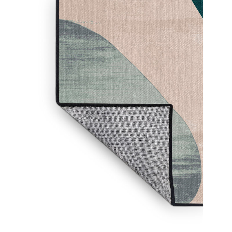 Tapis vert aquarelle lavable à la machine, Rectangulaire 7 pi x 10 pi
