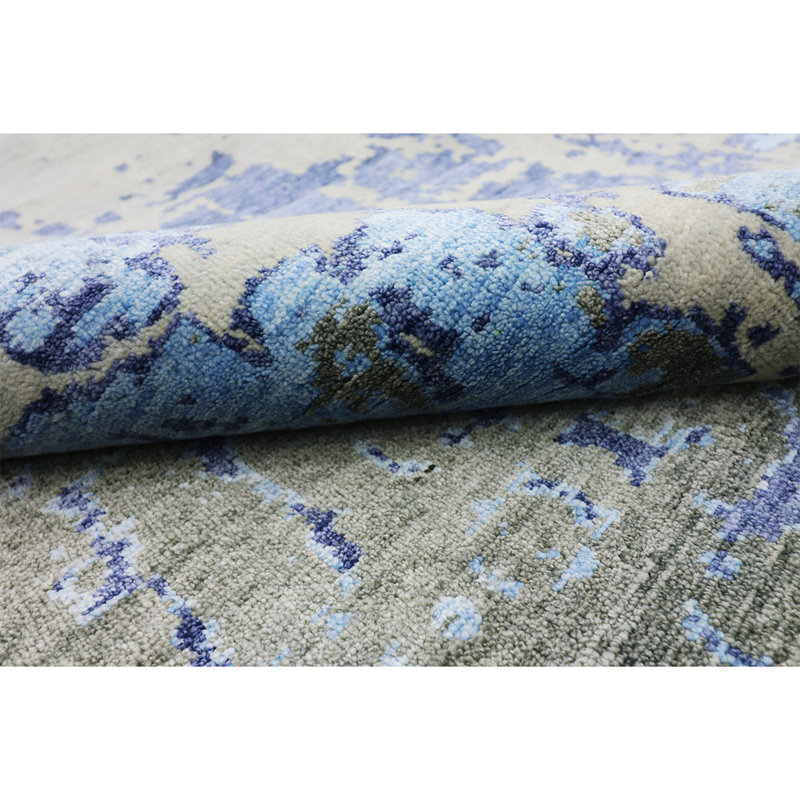 Abstract Area Rug in Blue, Rectangle 8' x 10'