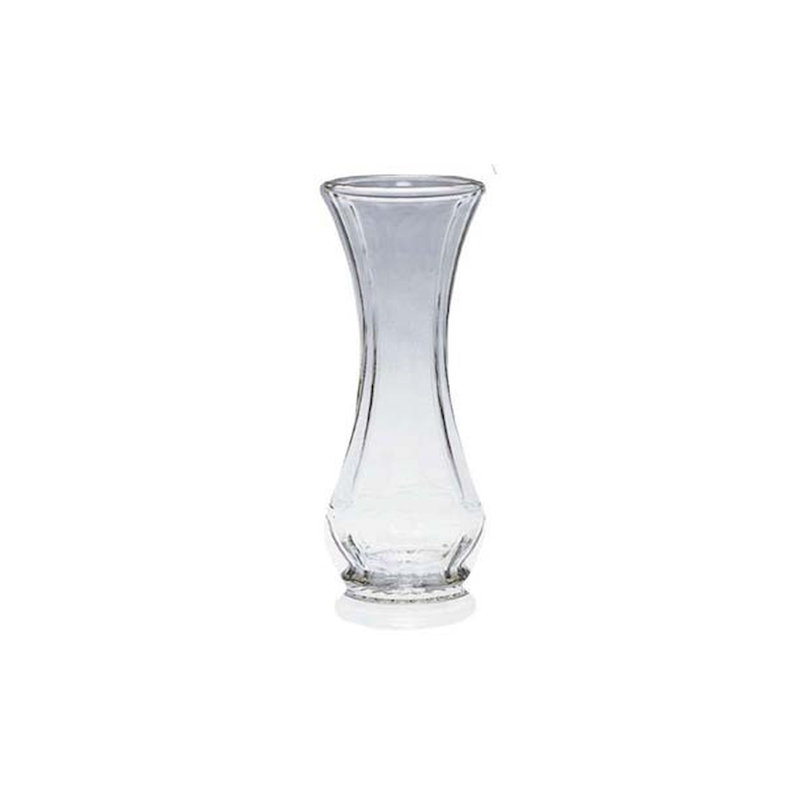 Vase rose transparent - Trompette, H 9 po x l 3 po x P 3 po