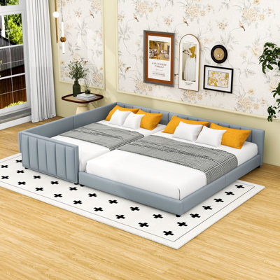 Lit plateforme tapissier avec lattes grand et simple TG Thaleia