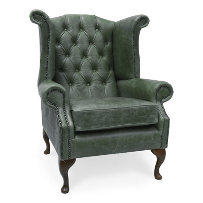 Picabo Upholstered Top Grain Leather Wingback Chair