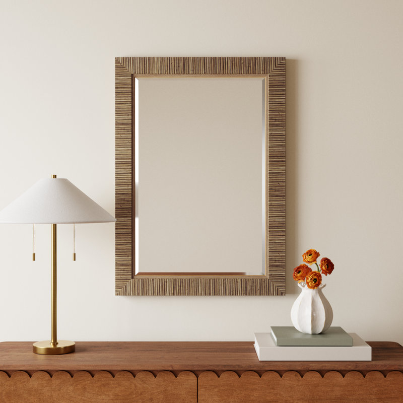 Hereen Rectangle Wall Mirror, Brown, 35" x 25"