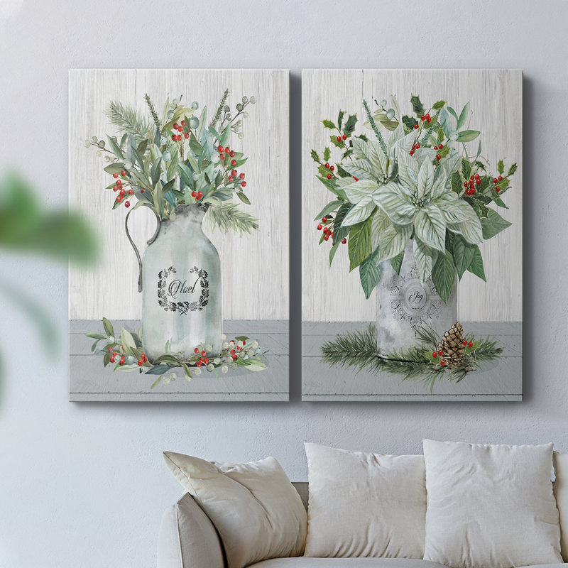 Noël à la ferme - Toile tendue avec châssis de qualité supérieure - Prêt à être accroché, H 18 po x l 24 po