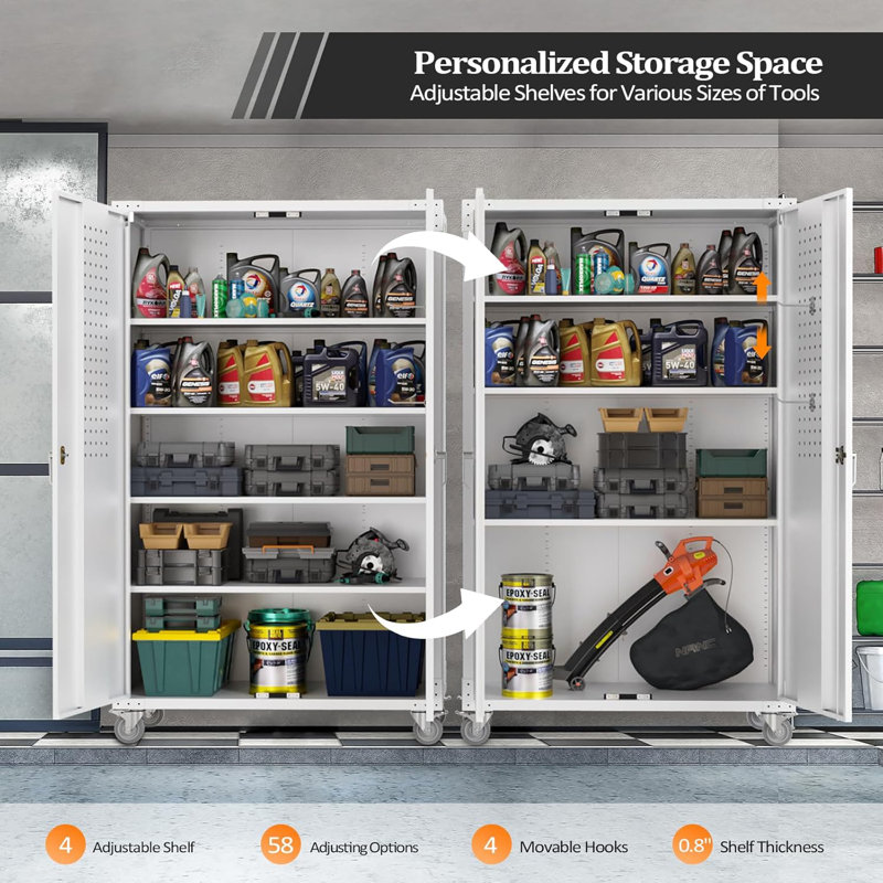 Tool Storage Cabinet On Wheels , Gray