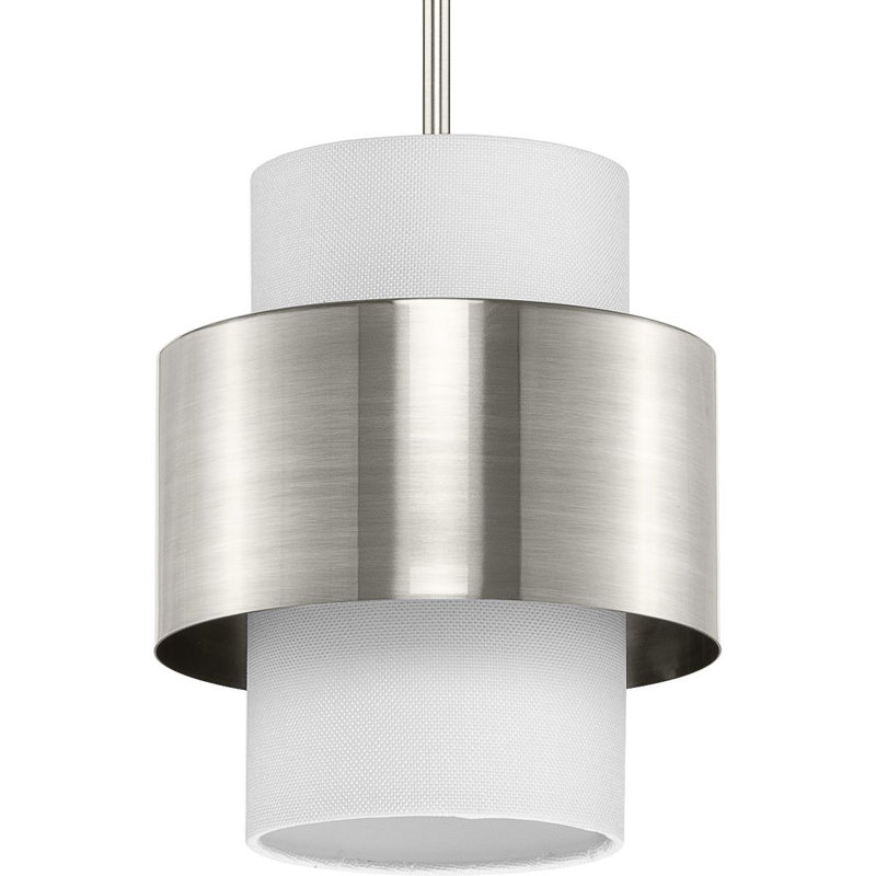 Luminaire suspendu cylindrique à 1 lumière Wathen, Nickel brossé