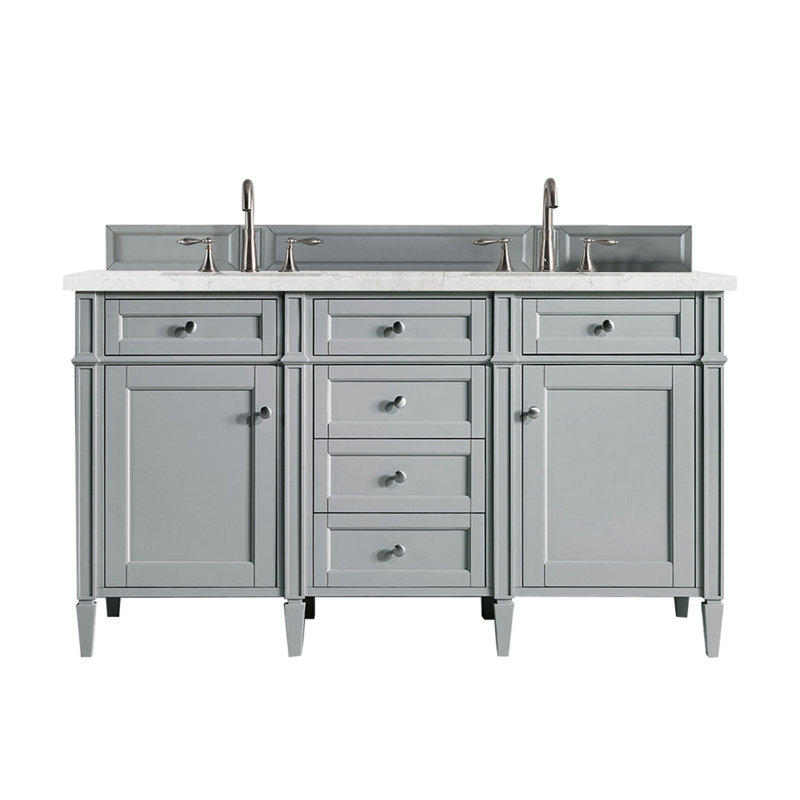 Brittany 60'' W Double Vanity, Eternal Jasmine Pearl, Urban Gray, 8" Widespread
