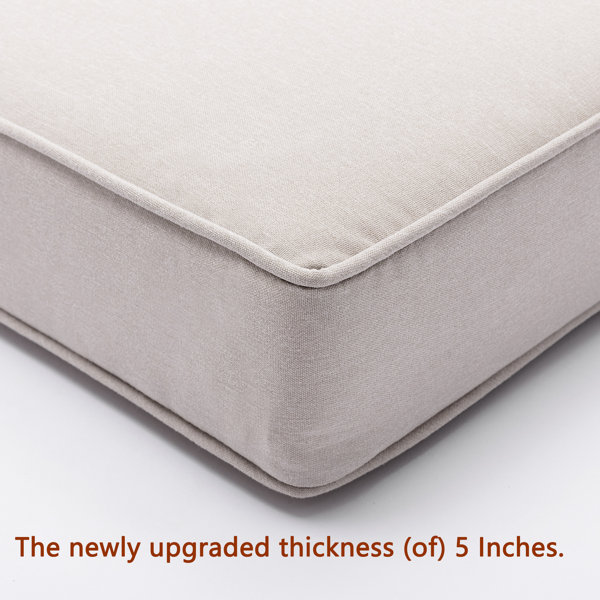 Outdoor Extra Thick Polyester Seat/Back Cushion 23'' W x 75'' D with Thickness of 5 (Set of 2) Wildon Home Fabric: White Polyester/Polyester Blend