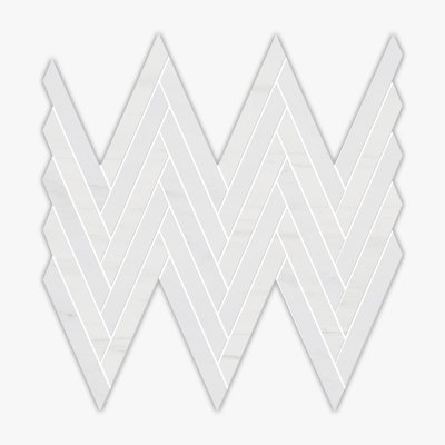 Bianco Dolomiti Honed Chevron Marble Mosaic