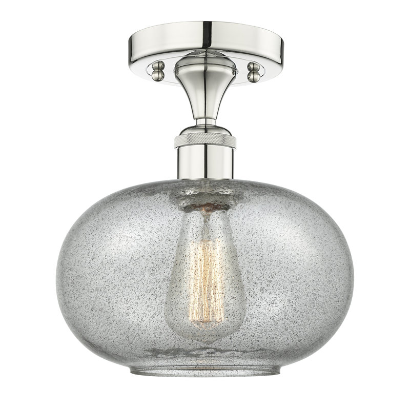 Plafonnier semi-encastré en verre Bihari, Gris anthracite, Nickel poli