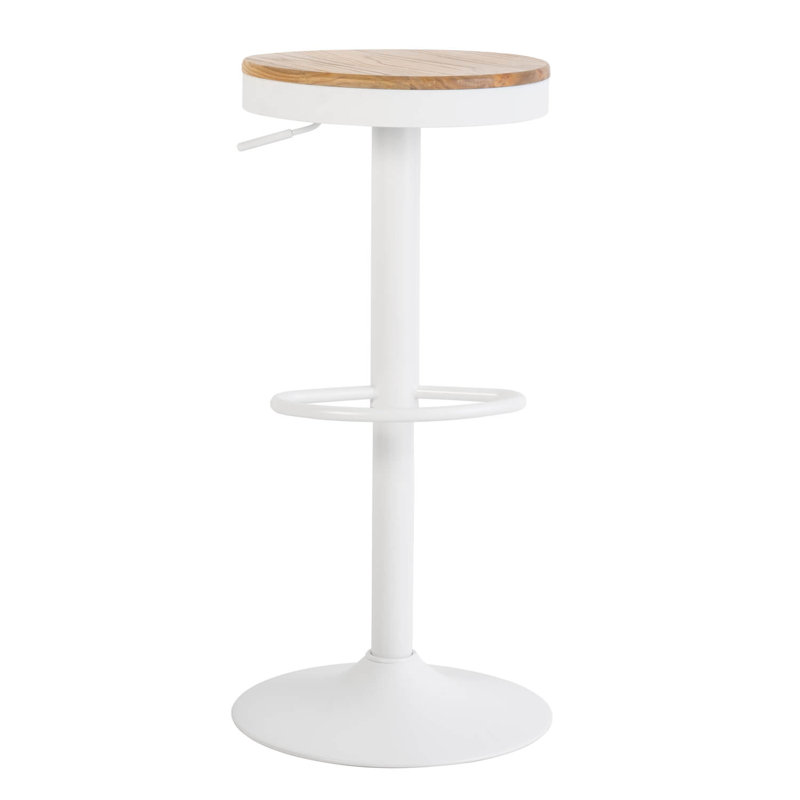Savino Swivel Solid Wood Adjustable Height Bar Stool with Iron Frame, White
